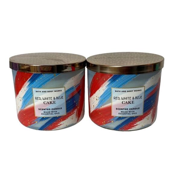 Bath and Body Works 3-Wick Candles - 2 RED, WHITE AND BLUE - Picture 1 of 6